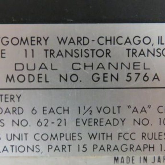 Wards Airline Dual Channel 11 Transistor Vintage Walkie Talkie Model GEN576A - Picture 6 of 6
